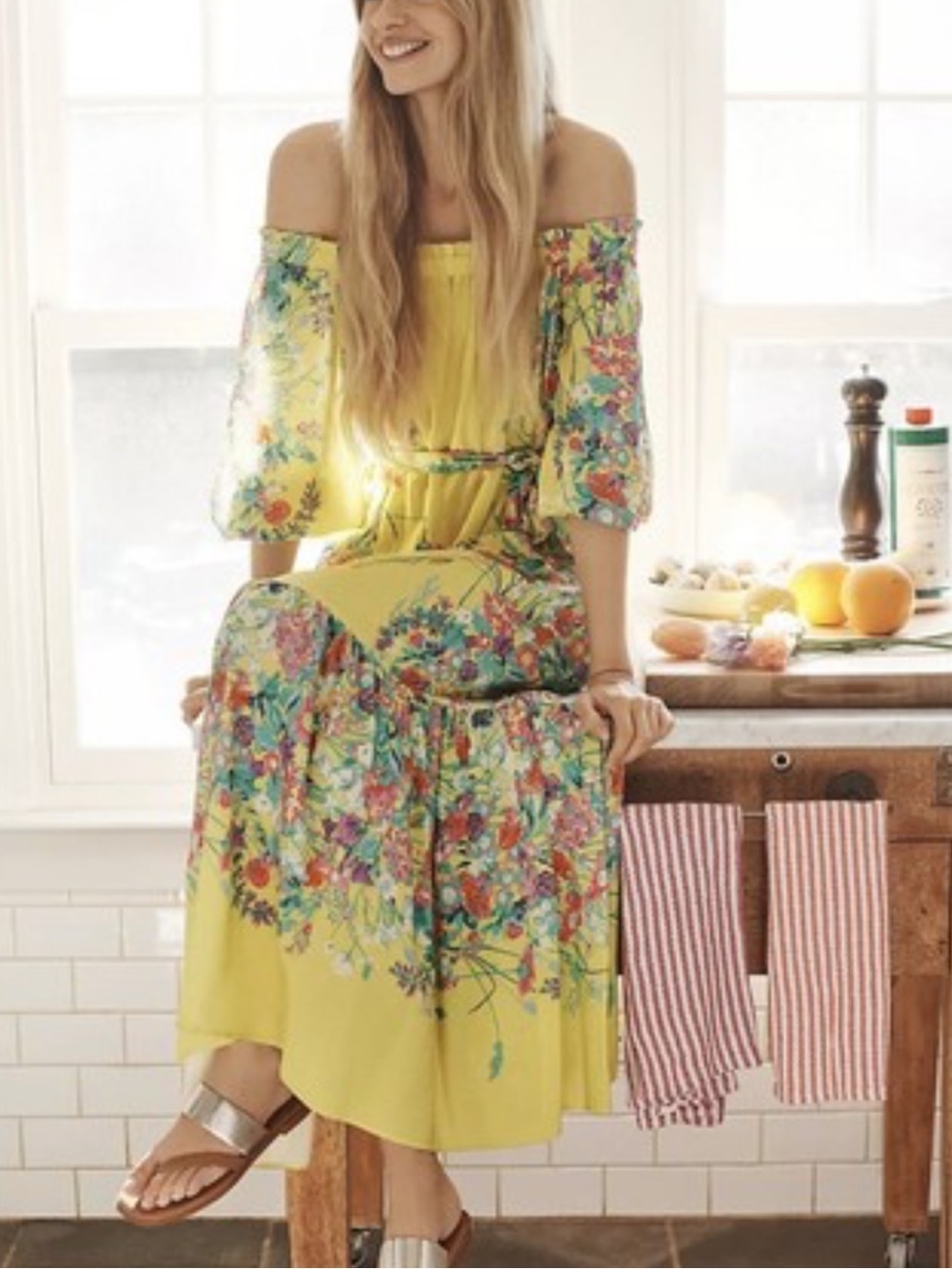 Gorgeous! Anthropologie Eliora Off-The-Shoulder Maxi Dress - Size Small - Picture 4 of 8